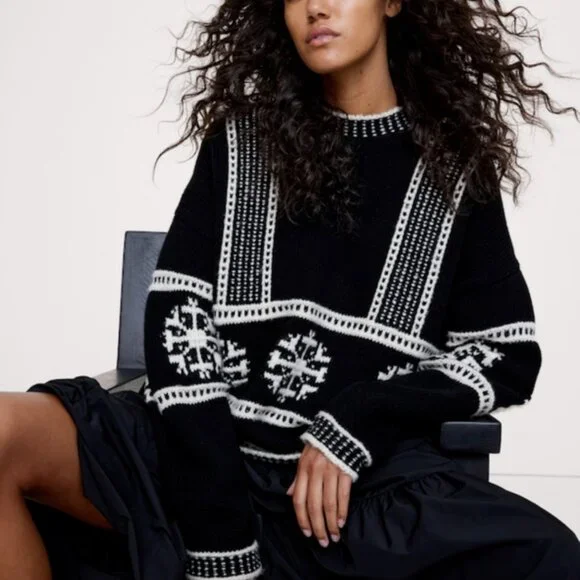 NWT Banana Republic Fair Isle Crew-neck Sweater 2025 HOLIDAY Collection Preview - Picture 5 of 9